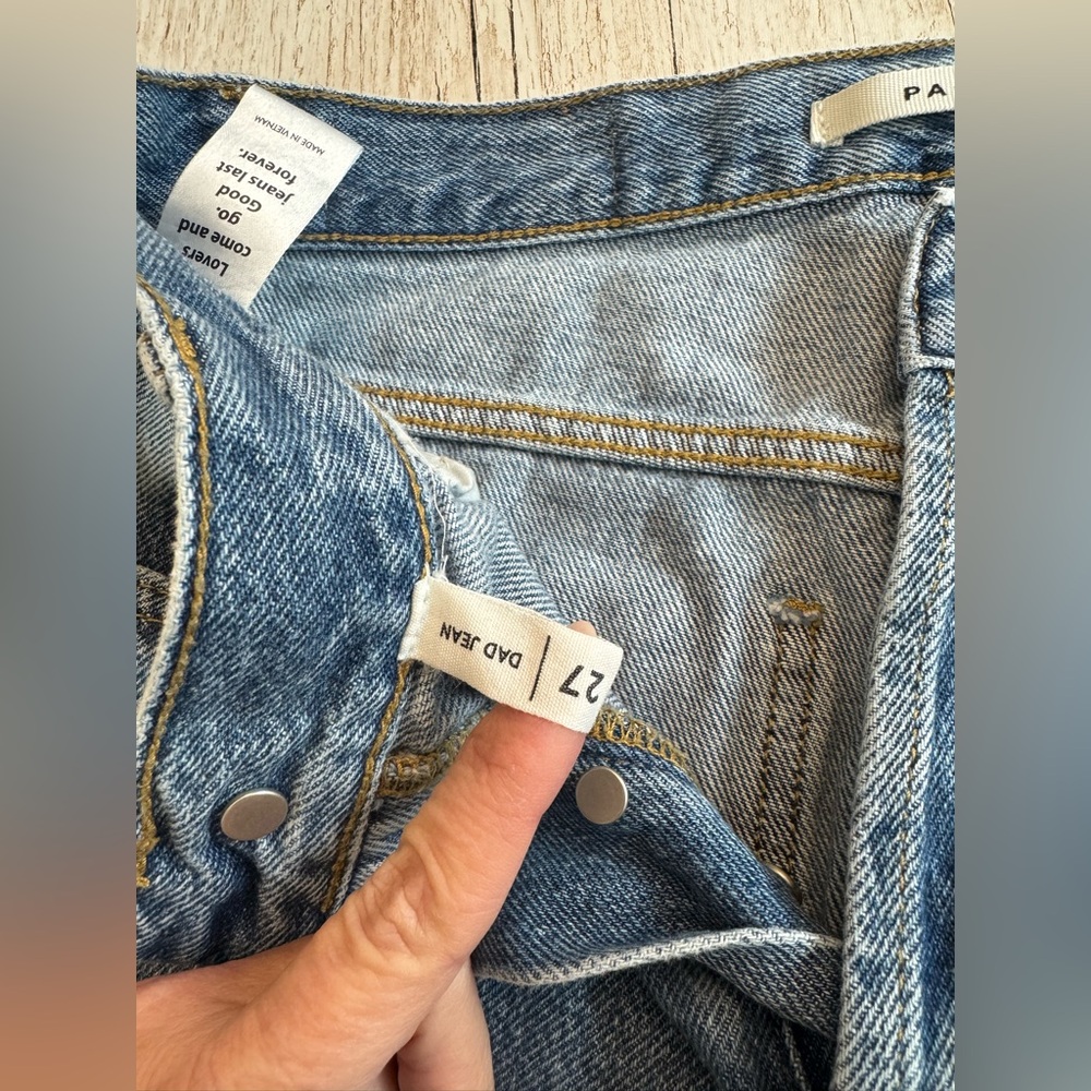 PacSun Dad Jean Button Fly Classic Straight Fit High Rise Blue Denim Jeans 27 - Picture 4 of 9